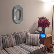 Load image into Gallery viewer, 20" Metal Number 0 (Zero) Wall Decor, Silver with Rusted Edges, Galvanized Wall Mountable Decoration for Country, Mid-Century, or Farmhouse Themed Room or Event