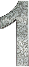 Load image into Gallery viewer, 20" Metal Number 1 (One) Wall Decor, Silver with Rusted Edges, Galvanized Wall Mountable Decoration for Country, Mid-Century, or Farmhouse Themed Room or Event