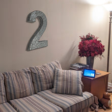Load image into Gallery viewer, 20" Metal Number 2 (Two) Wall Decor, Silver with Rusted Edges, Galvanized Wall Mountable Decoration for Country, Mid-Century, or Farmhouse Themed Room or Event