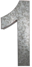 Load image into Gallery viewer, 20" Metal Number 1 (One) Wall Decor, Silver with Red Borders, Galvanized Wall Mountable Decoration for Country, Mid-Century, or Farmhouse Themed Room or Event