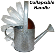 Load image into Gallery viewer, 7.5" Tall Galvanized Metal Watering Can Vase with Collapsible Handle, Decorative Holder for Artificial Flowers