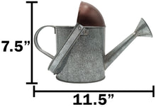 Load image into Gallery viewer, 7.5" Tall Galvanized Metal Watering Can Vase with Collapsible Handle, Decorative Holder for Artificial Flowers