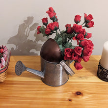 Load image into Gallery viewer, 7.5" Tall Galvanized Metal Watering Can Vase with Collapsible Handle, Decorative Holder for Artificial Flowers