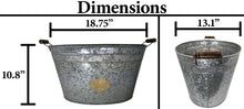 Load image into Gallery viewer, Galvanized Metal 8 Gallon Oval Ice Bucket with Wooden Handles, Beverage Holder Tub with Gold Bee Emblem for Farmhouse or Country Themed Party