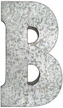 Load image into Gallery viewer, 20" Tall Metal "BBQ" Letters - Hanging Décor, Silver with Rusted Edges, Galvanized Wall Mountable Decoration for Country, Mid-Century, or Farmhouse Theme