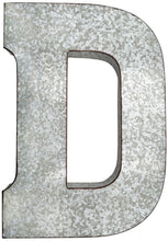 Load image into Gallery viewer, Huge 20" Metal Letter D Wall Décor, Silver with Rusted Edges, Galvanized Wall Mountable Decoration for Country, Mid-Century, or Farmhouse Theme