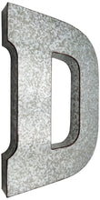 Load image into Gallery viewer, Huge 20" Metal Letter D Wall Décor, Silver with Rusted Edges, Galvanized Wall Mountable Decoration for Country, Mid-Century, or Farmhouse Theme