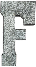 Load image into Gallery viewer, Huge 20" Metal Letter F Wall Décor, Silver with Rusted Edges, Galvanized Wall Mountable Decoration for Country, Mid-Century, or Farmhouse Theme