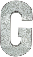 Load image into Gallery viewer, Huge 20" Metal Letter G Wall Décor, Silver with Rusted Edges, Galvanized Wall Mountable Decoration for Country, Mid-Century, or Farmhouse Theme