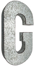 Load image into Gallery viewer, Huge 20" Metal Letter G Wall Décor, Silver with Rusted Edges, Galvanized Wall Mountable Decoration for Country, Mid-Century, or Farmhouse Theme