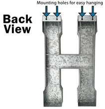 Load image into Gallery viewer, Huge 20" Metal Letter H Wall Décor, Silver with Rusted Edges, Galvanized Wall Mountable Decoration for Country, Mid-Century, or Farmhouse Theme