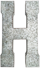 Load image into Gallery viewer, Huge 20" Metal Letter H Wall Décor, Silver with Rusted Edges, Galvanized Wall Mountable Decoration for Country, Mid-Century, or Farmhouse Theme