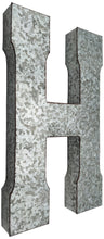 Load image into Gallery viewer, Huge 20" Metal Letter H Wall Décor, Silver with Rusted Edges, Galvanized Wall Mountable Decoration for Country, Mid-Century, or Farmhouse Theme