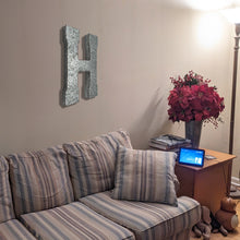Load image into Gallery viewer, Huge 20" Metal Letter H Wall Décor, Silver with Rusted Edges, Galvanized Wall Mountable Decoration for Country, Mid-Century, or Farmhouse Theme