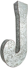 Load image into Gallery viewer, Huge 20" Metal Letter J Wall Décor, Silver with Rusted Edges, Galvanized Wall Mountable Decoration for Country, Mid-Century, or Farmhouse Theme