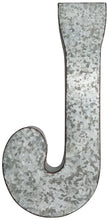 Load image into Gallery viewer, Huge 20" Metal Letter J Wall Décor, Silver with Rusted Edges, Galvanized Wall Mountable Decoration for Country, Mid-Century, or Farmhouse Theme