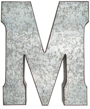 Load image into Gallery viewer, Huge 20" Metal Letter M Wall Décor, Silver with Rusted Edges, Galvanized Wall Mountable Decoration for Country, Mid-Century, or Farmhouse Theme