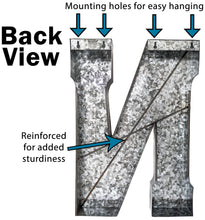 Load image into Gallery viewer, 20" Tall Metal "FUN" Letters - Hanging Décor, Silver with Rusted Edges, Galvanized Wall Mountable Decoration for Country, Mid-Century, or Farmhouse Theme