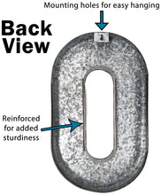 Load image into Gallery viewer, Huge 20" Metal Letter O Wall Décor, Silver with Rusted Edges, Galvanized Wall Mountable Decoration for Country, Mid-Century, or Farmhouse Theme