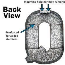 Load image into Gallery viewer, 20" Tall Metal "BBQ" Letters - Hanging Décor, Silver with Rusted Edges, Galvanized Wall Mountable Decoration for Country, Mid-Century, or Farmhouse Theme