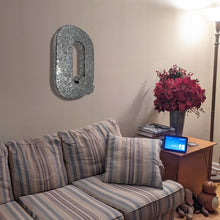 Load image into Gallery viewer, Huge 20" Metal Letter Q Wall Décor, Silver with Red Border Edges, Galvanized Wall Mountable Decoration for Country, Mid-Century, or Farmhouse Theme
