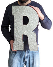 Load image into Gallery viewer, Huge 20" Metal Letter R Wall Décor, Silver with Rusted Edges, Galvanized Wall Mountable Decoration for Country, Mid-Century, or Farmhouse Theme