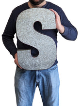 Load image into Gallery viewer, Huge 20" Metal Letter S Wall Décor, Silver with Rusted Edges, Galvanized Wall Mountable Decoration for Country, Mid-Century, or Farmhouse Theme