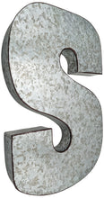 Load image into Gallery viewer, Huge 20" Metal Letter S Wall Décor, Silver with Rusted Edges, Galvanized Wall Mountable Decoration for Country, Mid-Century, or Farmhouse Theme