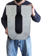 Load image into Gallery viewer, Huge 20" Metal Letter U Wall Décor, Silver with Red Border Edges, Galvanized Wall Mountable Decoration for Country, Mid-Century, or Farmhouse Theme