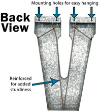 Load image into Gallery viewer, Huge 20" Metal Letter V Wall Décor, Silver with Red Border Edges, Galvanized Wall Mountable Decoration for Country, Mid-Century, or Farmhouse Theme