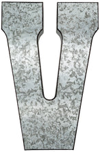 Load image into Gallery viewer, Huge 20" Metal Letter V Wall Décor, Silver with Rusted Edges, Galvanized Wall Mountable Decoration for Country, Mid-Century, or Farmhouse Theme
