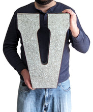 Load image into Gallery viewer, Huge 20" Metal Letter V Wall Décor, Silver with Red Border Edges, Galvanized Wall Mountable Decoration for Country, Mid-Century, or Farmhouse Theme