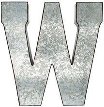 Load image into Gallery viewer, Huge 20" Metal Letter W Wall Décor, Silver with Rusted Edges, Galvanized Wall Mountable Decoration for Country, Mid-Century, or Farmhouse Theme
