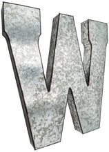 Load image into Gallery viewer, Huge 20" Metal Letter W Wall Décor, Silver with Rusted Edges, Galvanized Wall Mountable Decoration for Country, Mid-Century, or Farmhouse Theme