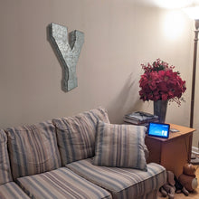 Load image into Gallery viewer, Huge 20" Metal Letter Y Wall Décor, Silver with Rusted Edges, Galvanized Wall Mountable Decoration for Country, Mid-Century, or Farmhouse Theme