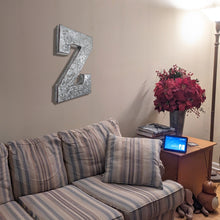 Load image into Gallery viewer, Huge 20" Metal Letter Z Wall Décor, Silver with Rusted Edges, Galvanized Wall Mountable Decoration for Country, Mid-Century, or Farmhouse Theme