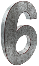 Load image into Gallery viewer, 20" Metal Number 6 (Six) Wall Decor, Silver with Red Borders, Galvanized Wall Mountable Decoration for Country, Mid-Century, or Farmhouse Themed Room or Event