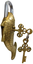 Load image into Gallery viewer, Solid Brass Fish Padlock with 2 Keys, Beautiful Fully Functional Lock, Sturdy Eye-Catching Shiny Gold Color with Detailed Design
