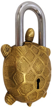 Load image into Gallery viewer, Solid Brass Turtle Padlock with 2 Keys, Beautiful Fully Functional Lock, Sturdy Eye-Catching Shiny Gold Color with Detailed Design
