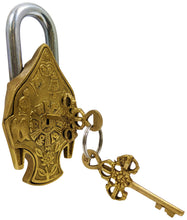 Load image into Gallery viewer, Solid Brass Buddha Padlock with 2 Keys, Beautiful Fully Functional Lock, Sturdy Eye-Catching Shiny Gold Color with Detailed Design