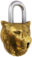 Load image into Gallery viewer, Solid Brass Lion Padlock with 2 Keys, Beautiful Fully Functional Lock, Sturdy Eye-Catching Shiny Gold Color with Detailed Design