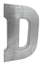 Load image into Gallery viewer, Huge 20" Metal Letter D Wall Décor, Silver with Red Border Edges, Galvanized Wall Mountable Decoration for Country, Mid-Century, or Farmhouse Theme