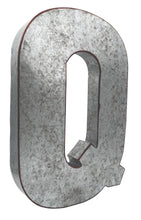 Load image into Gallery viewer, Huge 20" Metal Letter Q Wall Décor, Silver with Red Border Edges, Galvanized Wall Mountable Decoration for Country, Mid-Century, or Farmhouse Theme