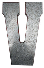 Load image into Gallery viewer, Huge 20" Metal Letter V Wall Décor, Silver with Red Border Edges, Galvanized Wall Mountable Decoration for Country, Mid-Century, or Farmhouse Theme