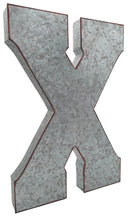 Load image into Gallery viewer, Huge 20" Metal Letter X Wall Décor, Silver with Red Border Edges, Galvanized Wall Mountable Decoration for Country, Mid-Century, or Farmhouse Theme