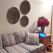 Load image into Gallery viewer, Hanging Hammered Copper & Black Metal Circles Wall Decoration - Set of 3 Different Sizes: 12", 15", and 18" Diameter