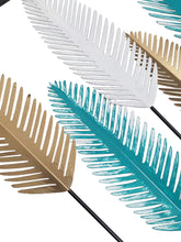 Load image into Gallery viewer, 3-Foot Turquoise, Gold, and White Leaves Hanging Stainless Steel 3D Wall Decoration with Rectangular Black Border (36" Length x 15" Height)