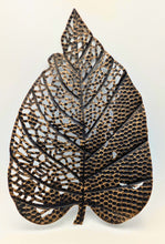 Load image into Gallery viewer, Set of 3 Different Size Black & Gold Angled Hanging Maple Leaves 3D Floating Wall Decorations - Includes 18", 14", and 12" Metal Leaf