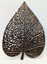 Load image into Gallery viewer, Set of 3 Different Size Black & Gold Angled Hanging Maple Leaves 3D Floating Wall Decorations - Includes 18", 14", and 12" Metal Leaf