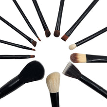 Load image into Gallery viewer, 12 Piece Makeup Brush Set with Artificial Leather Cup Holder Case